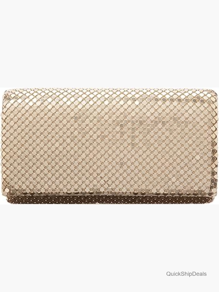 Metal Mesh Roll Evening Bag Clutch With Shoulder Chain